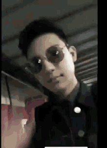 a young man wearing sunglasses and a black jacket