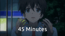 a picture of a boy with the words 45 minutes written below him