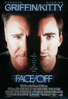 a poster for a movie called face off starring kenneth griffin and roaring kitty