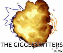 a cartoon explosion with the words " the giggleshitters " written below it