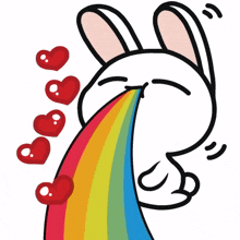 animal bunny rabbit cute rainbow
