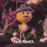 a cartoon character with the name jack rooth on the bottom right