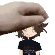 a hand is holding a person 's head in a pixel art style .
