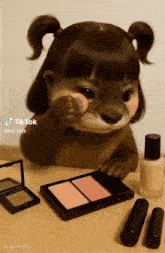 a cartoon of an otter applying makeup with the hashtag tiktok at the bottom