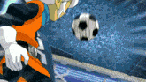 a cartoon of a man kicking a soccer ball with the letters tv on the bottom right