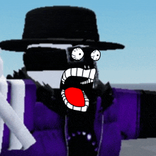 a cartoon drawing of a man with a hat and sunglasses making a funny face