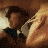 a painting of a man talking on a phone