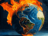 a globe is on fire with flames coming out of it 's center