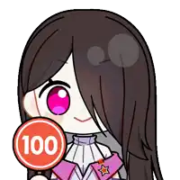 a cartoon girl is holding up a sign that says 100