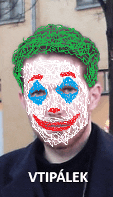 a drawing of a man with a joker mask on his face