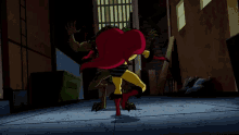 a cartoon of a man being attacked by a creature