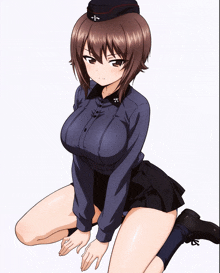 a drawing of a girl wearing a hat with the letter t on it