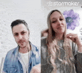 a man and a woman are on a starmaker video together