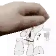 a hand is reaching out towards a drawing of a person .