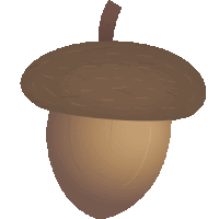 a brown acorn with a brown stem on top