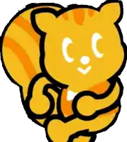 a cartoon squirrel with a white face and a black tail