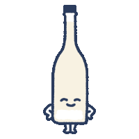 a cartoon drawing of a bottle with a face and arms