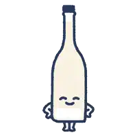 a cartoon drawing of a bottle with a face and arms