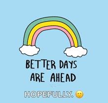 an illustration of a rainbow with the words better days are ahead hopefully