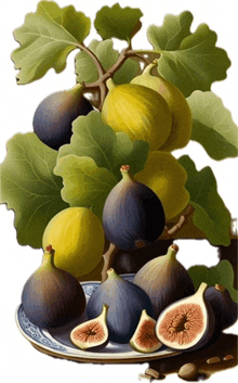 Fresh Figs On Branch Fresh Figs W Leaves GIF - Fresh Figs On Branch Fresh Figs W Leaves Fresh Figs On Plate GIFs