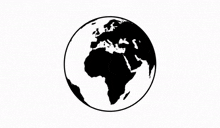 it is a black and white drawing of a globe .