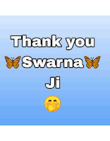 a thank you card for swarna ji with butterflies
