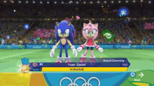 sonic amy amy rose sonic the hedgehog gold medal sonic amy win