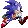 a pixel art of sonic the hedgehog flying in the air .