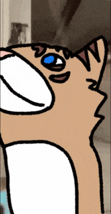 a drawing of a cat with blue eyes