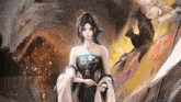 a painting of a woman with a wolf in the background and the word brick system at the top
