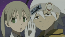 a couple of anime characters with one wearing a hat that says soul on it