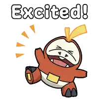 a cartoon drawing of a sloth with the words excited above it