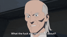 a bald man with gray hair is talking about something