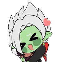 a cartoon character with green hair is hugging another person