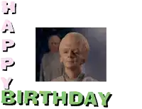 a happy birthday card with a picture of a bald man