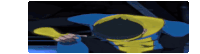 a man in a blue and yellow superhero costume is holding a magnifying glass in his hand .