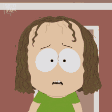 a cartoon character from south park has a very thick head of hair