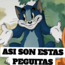 a cartoon of tom and jerry with the words " asi son estas pecutas "