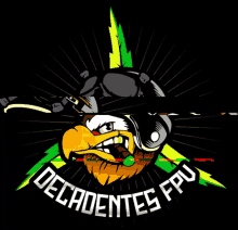 a cartoon eagle wearing a helmet with the words " decades " below it