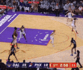 a basketball game is being played between the dallas and phx teams