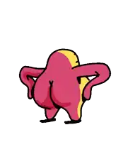 a cartoon character with a big butt is standing with his hands on his hips .
