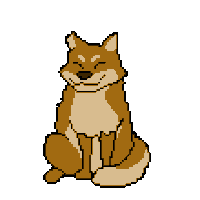 a pixel art drawing of a fox with its eyes closed