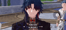a screenshot of a video game shows a character saying todo esto es de kar