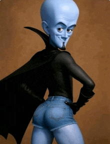 a cartoon character wearing shorts and a cape with his hands on his hips