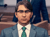 a man wearing glasses and a suit and tie