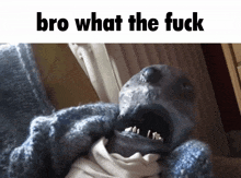 a picture of a monster with the words bro what the fuck on the bottom