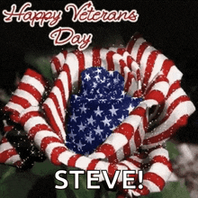 a flower with an american flag inside of it and the name steve on the bottom