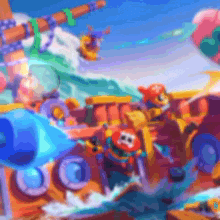 a cartoon illustration of a pirate ship in the ocean .