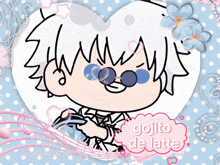 a drawing of a girl with a speech bubble saying gojito de latte