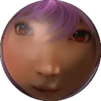 a close up of a person 's face in a sphere